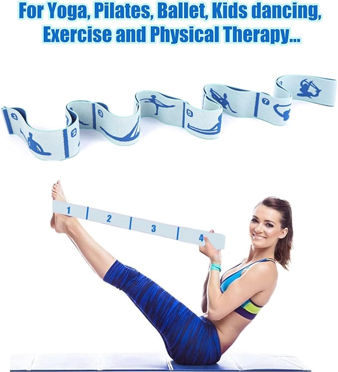 Elastic Yoga Stretching Strap with Loops, CEILIWEN Stretch Straps For Physical Therapy, Pilates Stretch Band, Elastic Exercise Bands, Leg Stretching Strap, Stretch Resistance Bands For Exercise-FlexoryFit