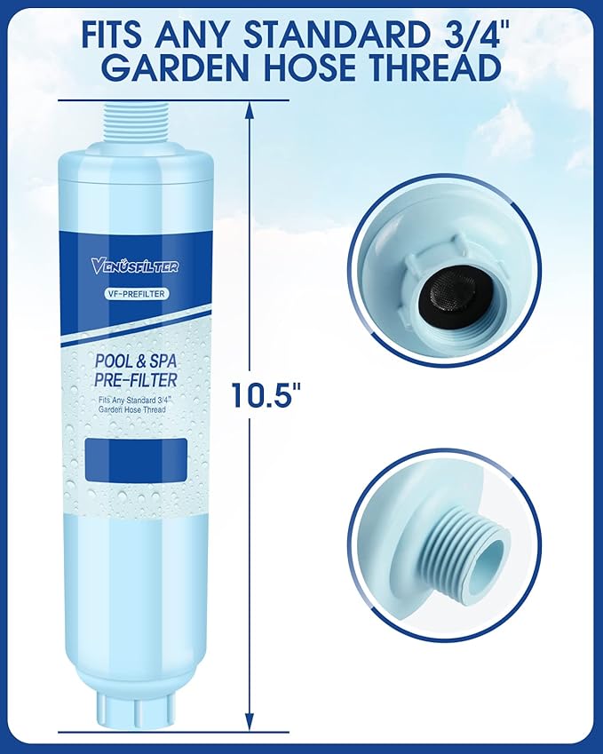 Garden Hose Filter for Filling Hot Tub, Pool, Spa, Greatly Reduces Sediment, Chlorine, Heavy Metals and Odors, Standard 3/4" Garden Hose Thread (2 pack)