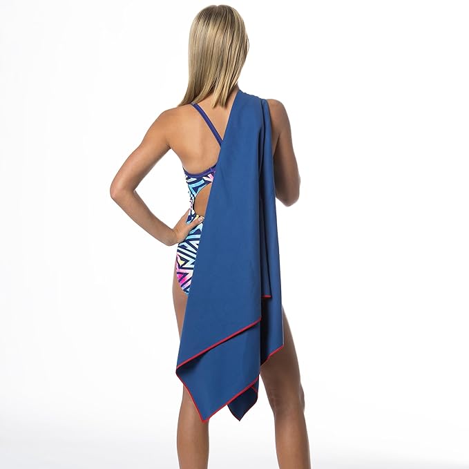 Flow Hydro Sport Towel - Microfiber Quick Dry Swimming Towels for Swim, Pool, Triathlon, and Other Water Sports in Medium, Large, Extra Large, and Hooded Sizes (Navy, Large (60" x 30"))-FlexoryFit