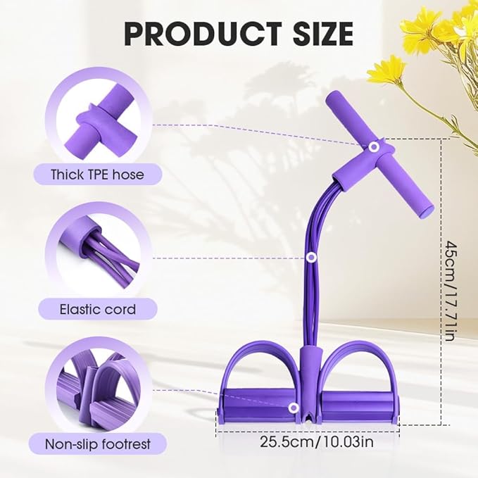 21 Fitness Resistance Bands-6 Tube Pedal Ankle Puller | 2025 Upgrade 6-Level Elastic Exercise Bands with Yoga Pedal | Natural Latex Workout Equipment for Sit Up/ABS/Leg Training (Women & Men)-FlexoryFit