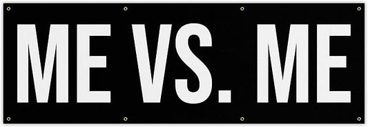 Damdekoli Me Vs Me Banner - Motivational Home Gym Decor - Large Quote Wall Art - Weightlifting - Inspirational (48 x 16 Inches)