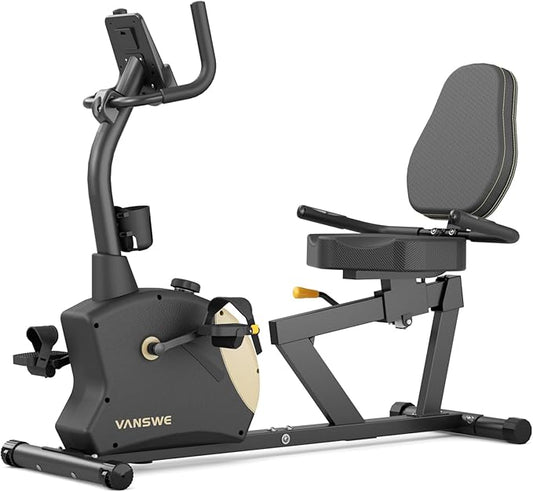 VANSWE Recumbent Exercise Bike for Adults Seniors - Recumbent Bikes for Home with Magnetic Resistance, Bluetooth and App Connectivity, Pulse Sensor-FlexoryFit