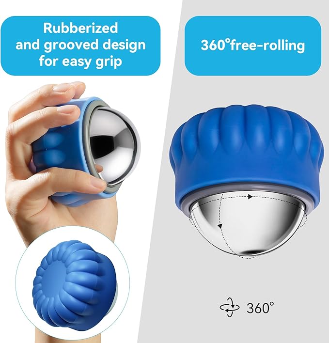 iECO Massage Ice Roller Ball - Stainless Steel Cold & Heat Therapy Massage Tool for Deep Tissue, Sore Muscle, Trigger Point, Muscle Knots Full Body Relax-FlexoryFit