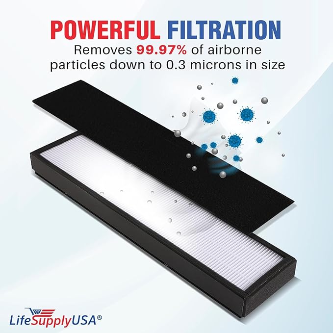 LifeSupplyUSA True HEPA Replacement Compatible with GermGuardian FLT5000/FLT5111 AC5000 Series Air Cleaners, Filter C (2-Pack)
