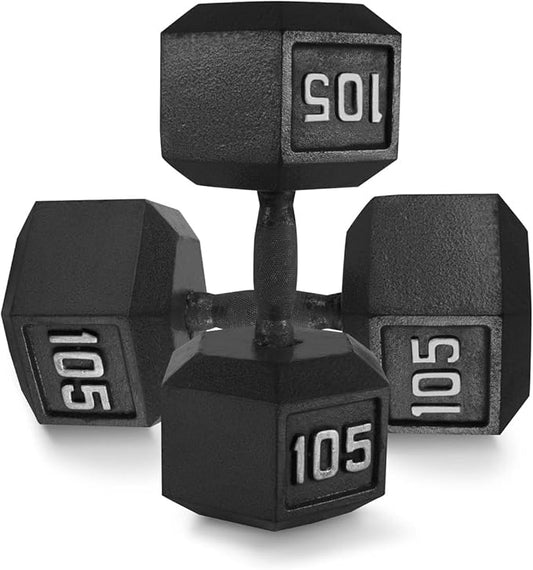 WF Athletic Supply Cast Iron Solid Hexagon Gray/Black Dumbbells, Strength Training Free Weights Set of 2 for Women and Men, Hand Weights Sold by Pairs, Multi-Select Size Options Available-FlexoryFit