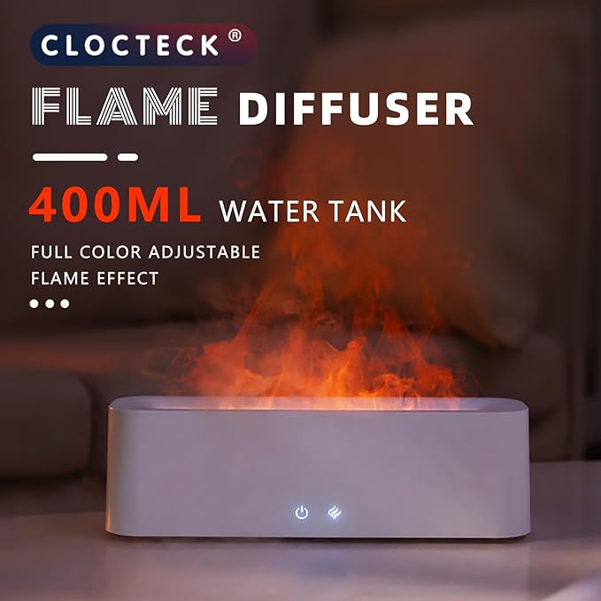 Flame Diffuser for Essential Oils, 380ml Large Fire Humidifier for Desk, Full-Color Adjustable, 28dB Quiet, Cool Mist