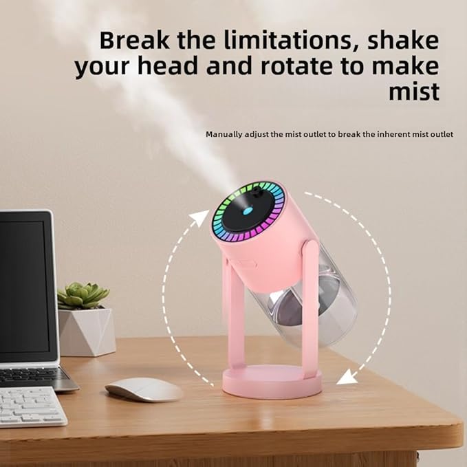 Bedroom Top Fill Humidifier, Silent, 280 ml Operates up to 4-8 hours Silent Cool Mist Air Humidifier, Two Modes, For Home, Car