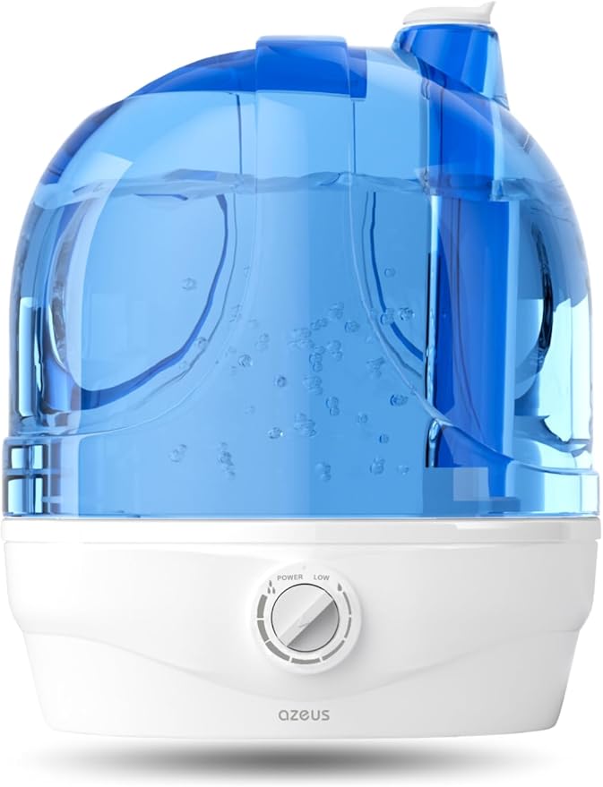 AZEUS 2.8L Large Capacity Ultrasonic Cool Mist Humidifier - Powerful Moisture Control for Comfortable Spaces, Lasts up to 30 Hours, Auto Shut-Off (BPA-Free)