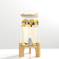 1.2 Gallon Glass Drink Dispenser For Parties, Beverage Dispenser With Bamboo Wood Stand And Stainless Steel Spigot, Countertop Water Dispenser, Lemonade Dispenser For Wedding, Picnic (1PACK)