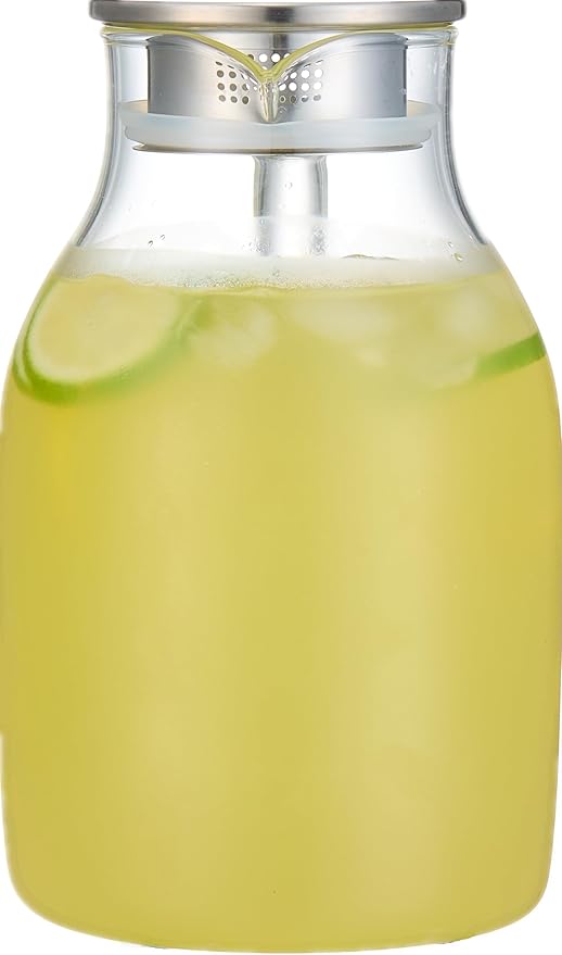 Karafu 68 Oz/2 Liter Glass Pitcher with Lid, Heat Resistant Water Jug for Hot/Cold Water, Ice tea and Juice Beverage