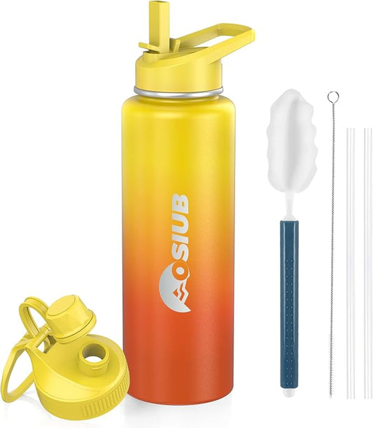 Insulated Water Bottle 40 oz, Triple Wall Vacuum Stainless Steel(Cold for 48 Hrs),Leak Proof & BPA-Free,Simple Modern Water Bottle with Drink-Through Lid & Flip Straw for Sports & Travel, Sunset-FlexoryFit