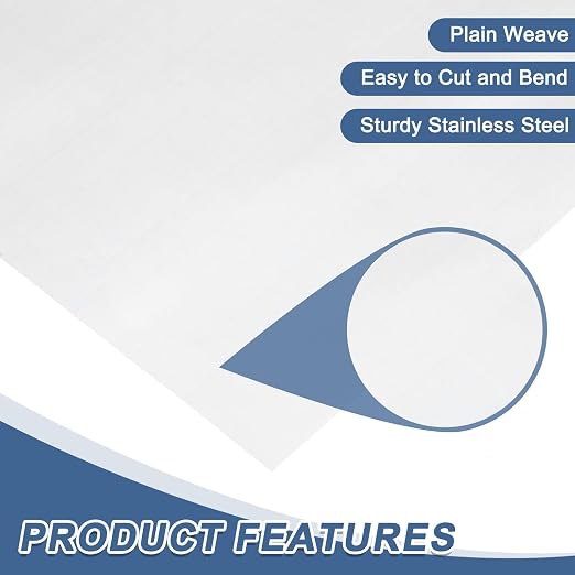 uxcell 400 Mesh 79" x 10" Woven Wire Mesh, 316 Stainless Steel Air Vent Filter - Image 3