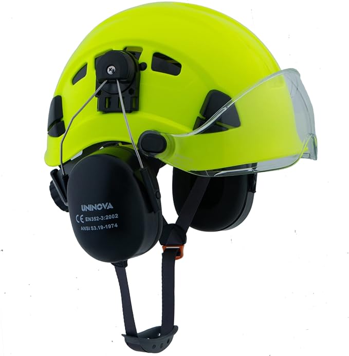 UNINOVA Arborist Helmet Forestry Helmet Chainsaw Helmet with Visor and Earmuffs,OSHA Safety Hard Hat Helmet for Logging Trimming Mowing Climbing Tree Service Garden Work
