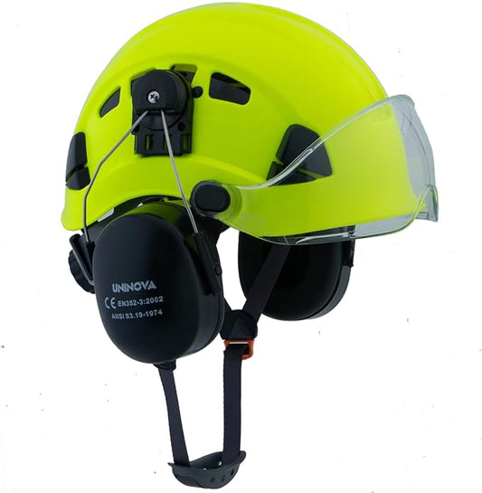 UNINOVA Arborist Helmet Forestry Helmet Chainsaw Helmet with Visor and Earmuffs,OSHA Safety Hard Hat Helmet for Logging Trimming Mowing Climbing Tree Service Garden Work