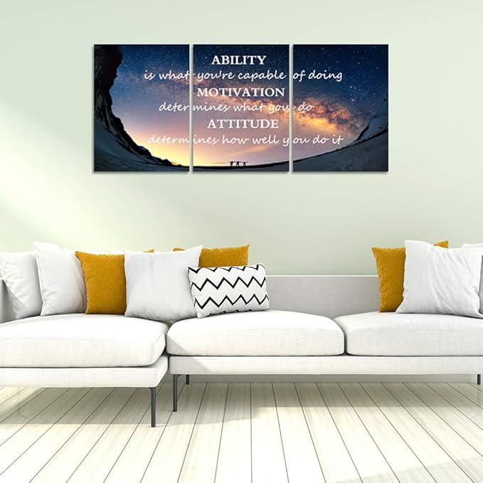 3 Panels Successful Inspirational Posters Quotes Wall Art Ability Modern Motivational Painting Picture Prints on Canvas Artwork Motto for Office Bedroom Decor Living Room Home Decor (72”Wx36”H)-FlexoryFit
