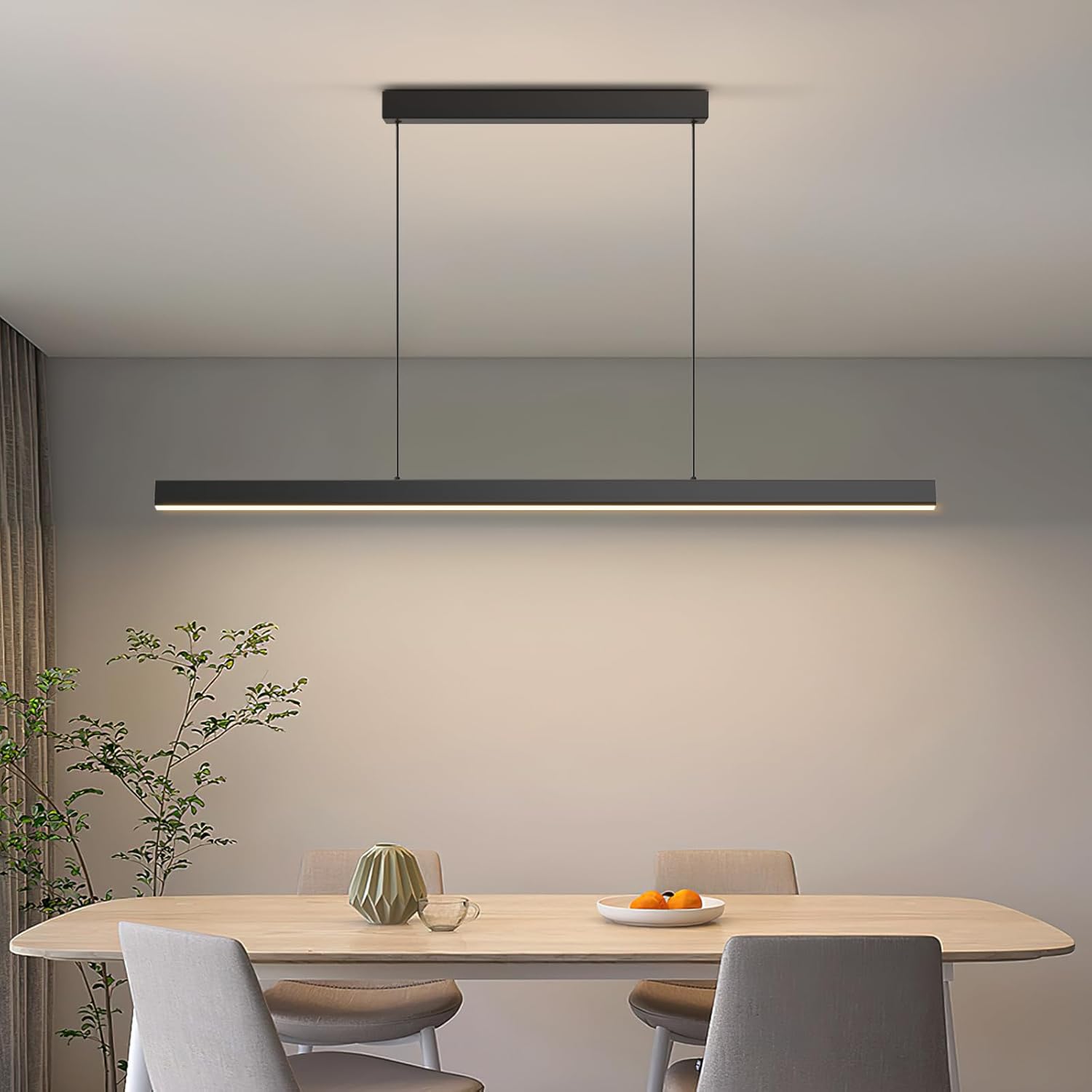 Modern Island Lights, 70.8in LED Pendant Light Dimmable with Remote Control 3000k-6000K Adjustable Color Temperature, Aluminum Chandelier Lamp Fixture for Kitchen, Dining Room, Billiard Room