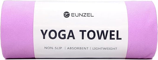 Eunzel Hot Yoga Towel Non Slip Yoga Mat Towel Non-Slip Sweat Absorbent Microfiber Towel for Hot Yoga, Pilates and Workout 72" x 26.5", Purple-FlexoryFit