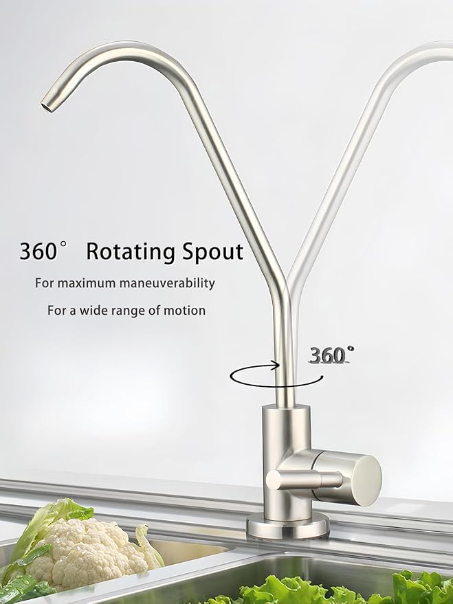 Drinking Water Faucet,Easy to Install Lead-Free Sink RO Faucet,Water Filter Faucets for Kitchen Bar Sink,Brushed Nickel SUS304 Reverse Osmosis Faucets