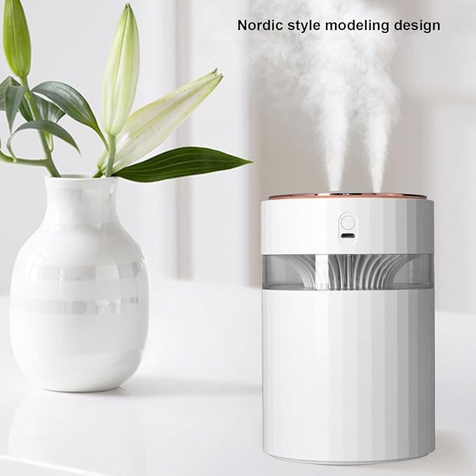 Humidifier Large Capacity Portable 900ml Mute Double Spray Design Desktop Humidifier for Car Office Desktop Pink (White)