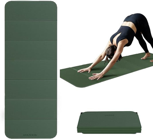 Foldable Yoga Mat 12mm Extra Thick Joint Protection,Portable Design for Travel/Pilates/Board/Camping,Environmental Sports Mat Non-Slip Gym Mat,Odorless POE Material-FlexoryFit