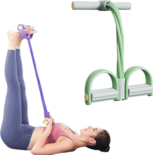 2025 Upgrade Multifunction Tension Rope or Exercise Sit Up Exercise Equipment,Pedal Ankle Puller,Bands-6 Tube Pedal Ankle Puller for Women Men-FlexoryFit