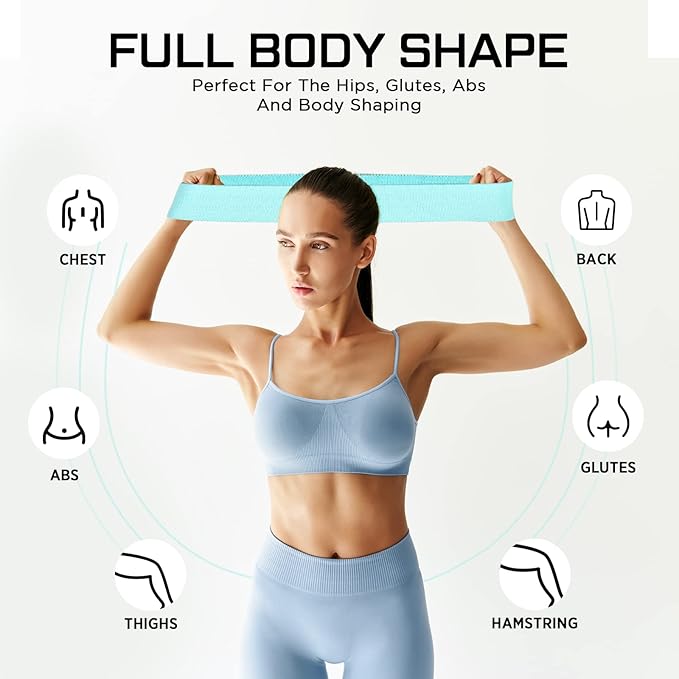 12 Pcs Fabric Resistance Bands for Working Out Booty Workout Stretch Exercise Bands Non Slip for Legs Squat Resistance Loop for Women Men Starter Butt Hip Thigh Fitness-FlexoryFit