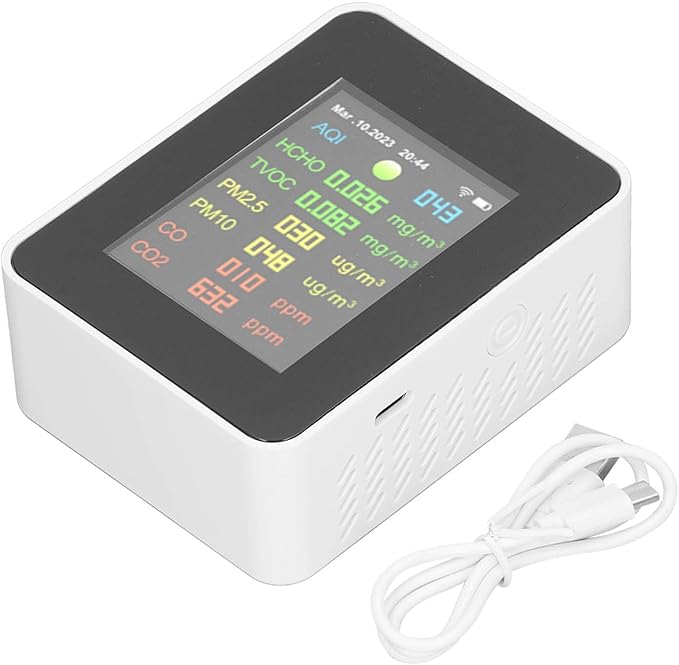 Air Quality Monitor, Air Quality Tester ABS Air Detector Color LCD Digital Display Multifunctional Indoor Test Meter, Indoor Air Quality Meters