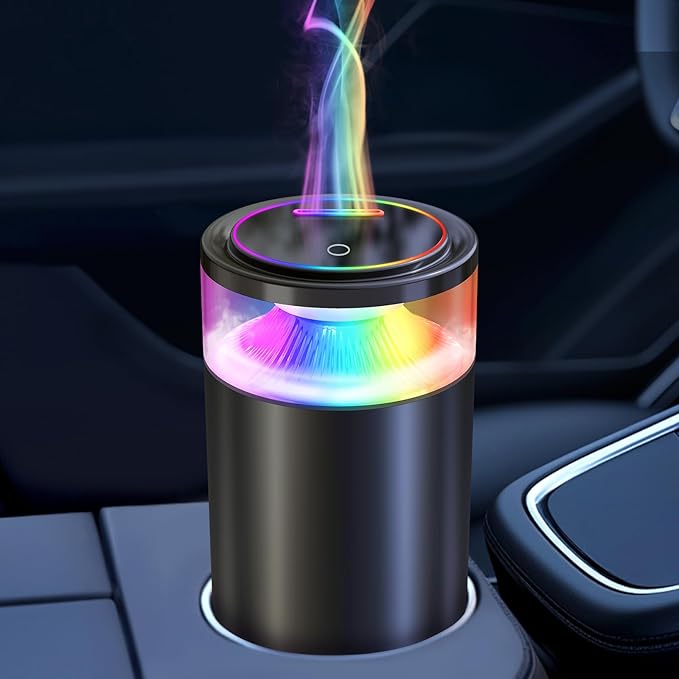 Smart Car Air Freshener, Cent Diffuser for Perfume with Ambient Lights, Auto On/Off, 3 Mode Adjustable, 8 Ambient Lights,Long Lasting Car Air Freshener Diffuser -Freesia