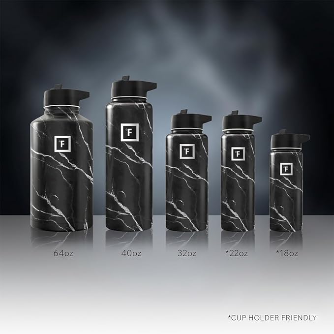 IRON °FLASK Camping & Hiking Hydration Flask - 40 oz Black Marquina - Image 6