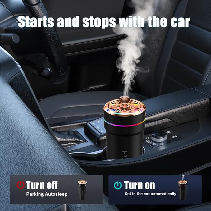 Car Diffuser Humidifier,300ML Car Aromatherapy Humidifier with Star Light Effect for Small Space Home Office Bedroom Car