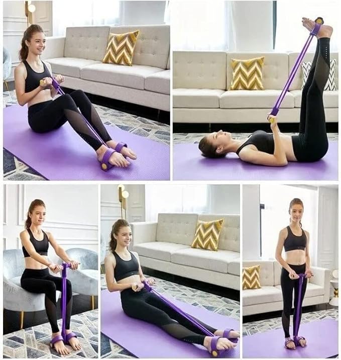 21 Fitness Resistance Bands - 4 Tube Pedal Ankle Puller, Yoga Handle Bands Exerciser Multifunction Trainer Tension Rope for Body, Abdomen, Waist, Arm, Tummy Exercise Stretching Training ( Color : Gree-FlexoryFit