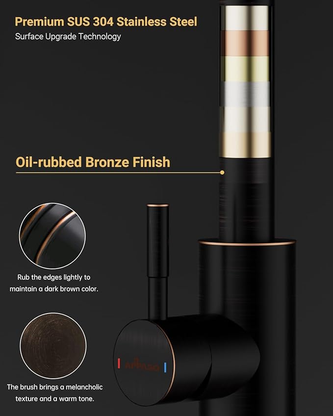APPASO Touchless Kitchen Faucet, Oil Rubbed Bronze Sink Faucets with Soap Dispenser and Pull Down Sprayer 3 Modes, Activated Motion Sensor Hands Free with Deck Plate, High Arch
