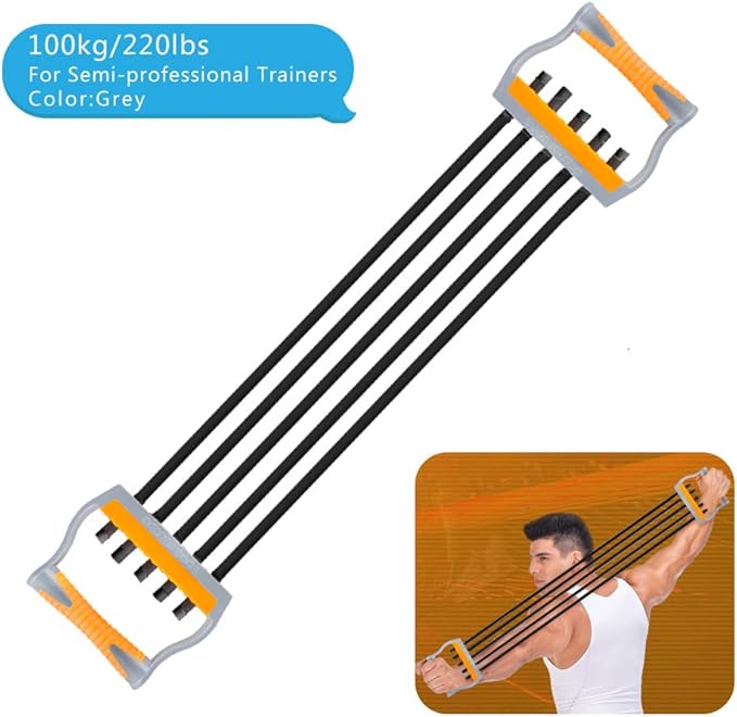 TOCO FREIDO Chest Expander | Arm Training, 5 Tubes Ajustable Arm Strength Trainer, Exercise Resistance Bands for Home Fitness Muscle Training Body Building-FlexoryFit