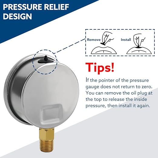 SENCTRL 0-100 Psi Glycerin Liquid Filled Low Pressure Gauge, 2.5" Dial Size - Image 5