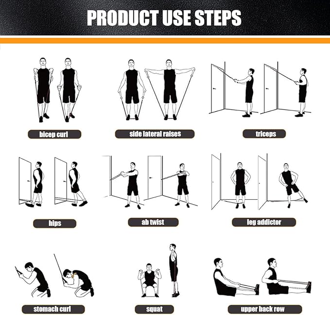 WHATAFIT Resistance Bands, Exercise Bands，Resistance Bands for Working Out, Work Out Bands with Handles for Men and Women Fitness, Strength Training Home Gym Equipment-FlexoryFit