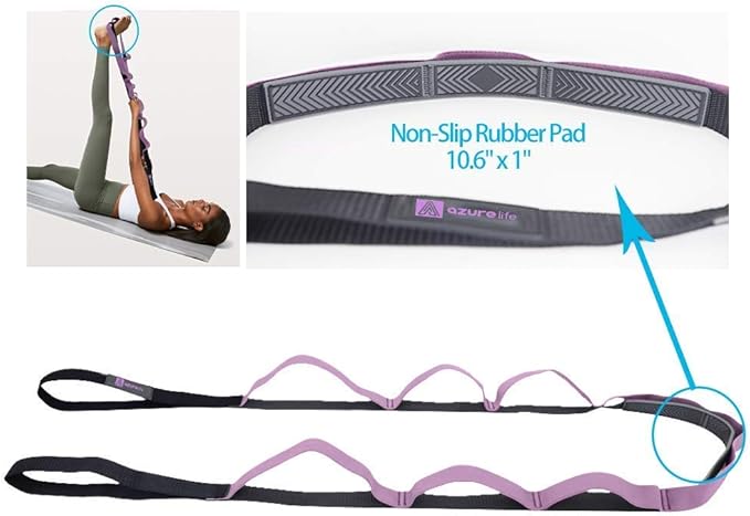 Premium Durable Stretch Straps with Loops, Stretching Strap for Physical Therapy, Multi-Loop Yoga Strap Fitness Exercise Strap for Yoga, Pilates, Dance, Flexibility&Exercise-FlexoryFit