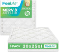 Air Filters 20x25x1 MERV 8, MPR 600, Air Filter (6 Pack)