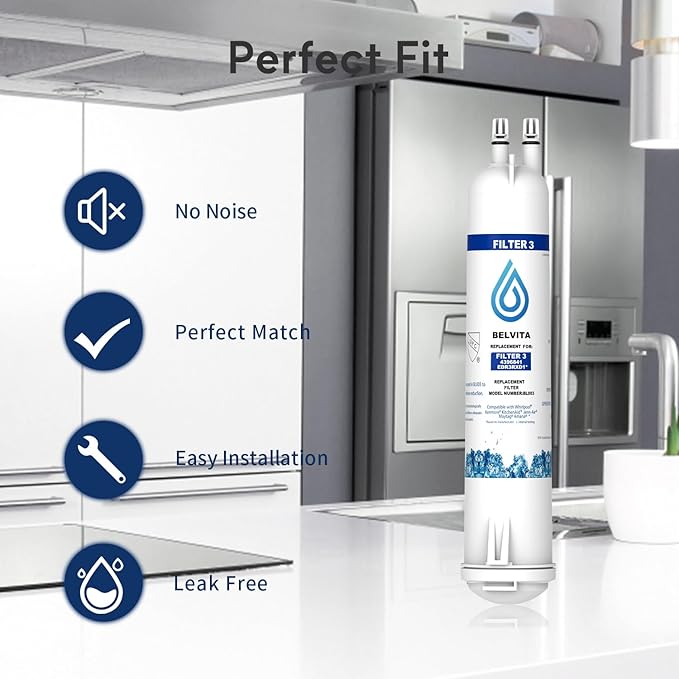 BELVITA Compatible with EDR3RXD1, 4396841, 4396710, Filter 3, 46-9083,46-9030, 9030, 9083 Refrigerator Water Filter (2 Pack)