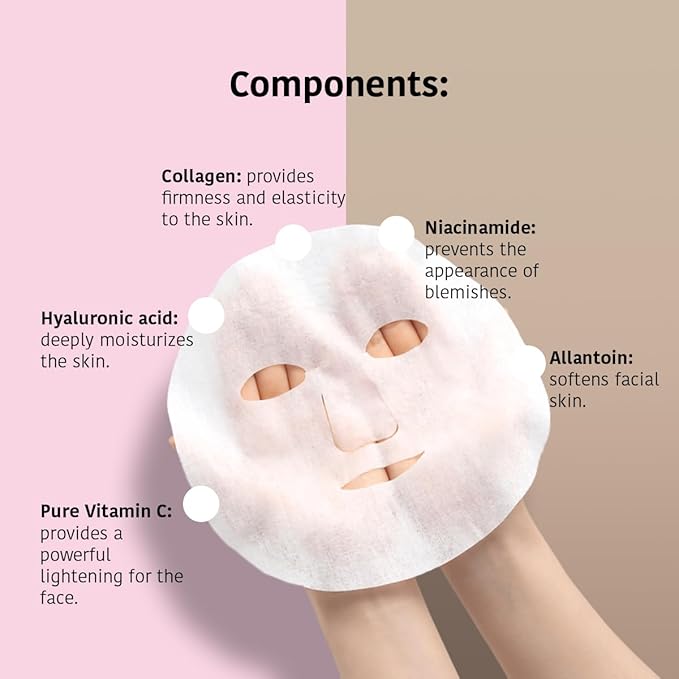 IROHA NATURE Face Masks - Packs for Better Skin (Pack of 5, Anti-Aging Face & Neck Tissue Mask with Collagen (96% Natural Ingredients))-FlexoryFit