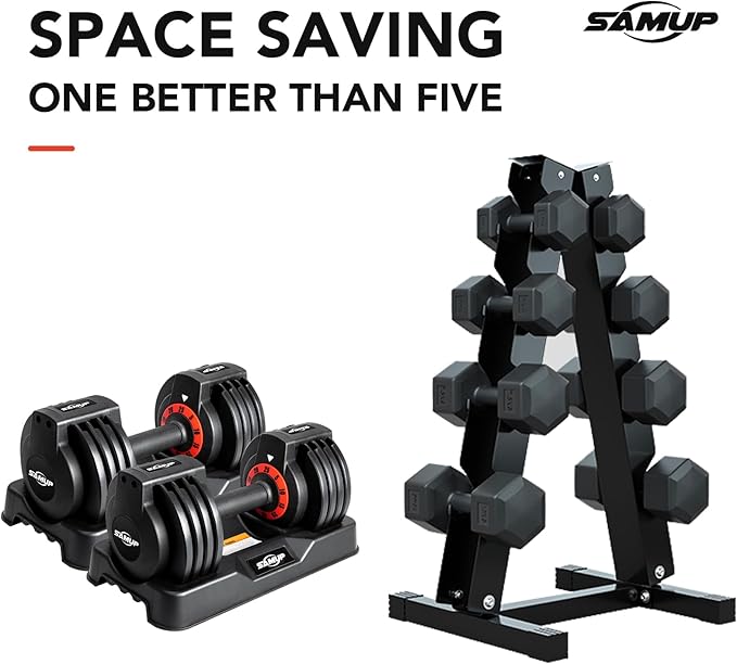 25/55 lbs Pair Adjustable Dumbbells Set, Adjustable Weights Dumbbells Set for Men and Women with Anti-Slip Fast Adjust Weight by Turning Handle,Black Dumbbell with Tray-FlexoryFit