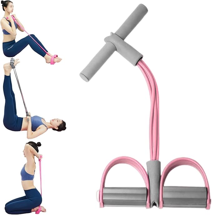 21 Fitness Resistance Bands - 4 Tube Pedal Ankle Puller, Yoga Handle Bands Exerciser Multifunction Trainer Tension Rope for Body, Abdomen, Waist, Arm, Tummy Exercise Stretching Training ( Color : Ash-FlexoryFit