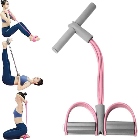 21 Fitness Resistance Bands - 4 Tube Pedal Ankle Puller, Yoga Handle Bands Exerciser Multifunction Trainer Tension Rope for Body, Abdomen, Waist, Arm, Tummy Exercise Stretching Training ( Color : Ash-FlexoryFit