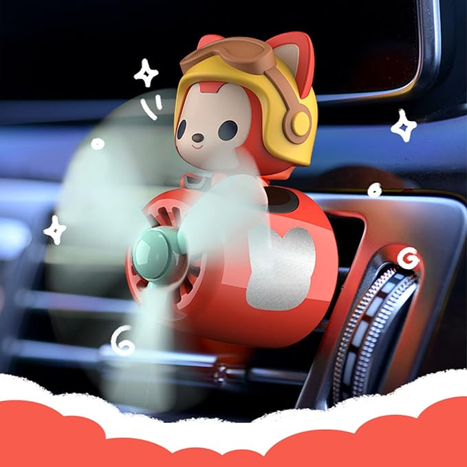 2 Pieces Car Air Fresheners, Cute Bear Pilot Car Diffuser, Propeller Air Outlet Vent Fresheners, Suitable for Automotive Interior Decoration (Duck+Fox)