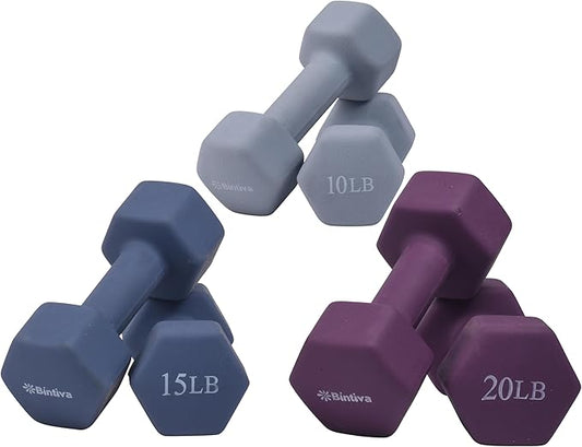 Dumbbell Set with Rack - Neoprene Coated Weights with Stand - Hex Color Coded Dumbell Pairs 1-20 LBs-FlexoryFit