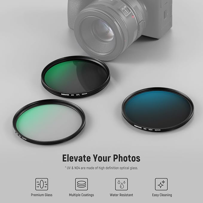 NEEWER 62mm UV/CPL/ND Lens Filter Kit - Image 2