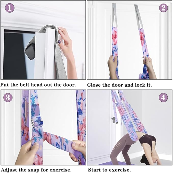 TOCO FREIDO Waist Back Leg Stretch Strap/Yoga Fitness Band, Leg Stretching Assist Trainer, Yoga Stretcher, Back Bend Split Inversion Strap for Fitness, Dance, Ballet, Gymnastics-FlexoryFit