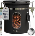 Veken Coffee Canister with Window, Airtight Stainless Steel Kitchen Food by Veken
