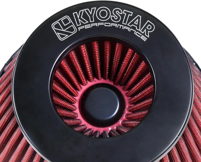 Kyostar 6 Inch (152mm) Neck High Flow Inlet Cold Air Intake Cone Replacement Dry Air Filter Red