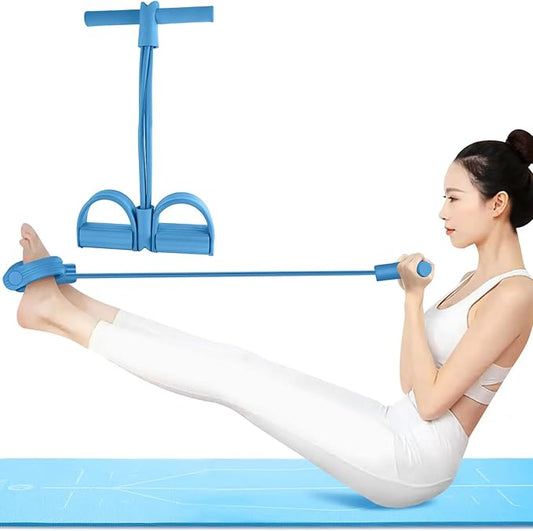 Multi-Function Tension Rope – 4 Tube Resistance Bands with Handles – Sit Up Exercise Equipment Home Gym Tummy Trainer for Men Women-FlexoryFit