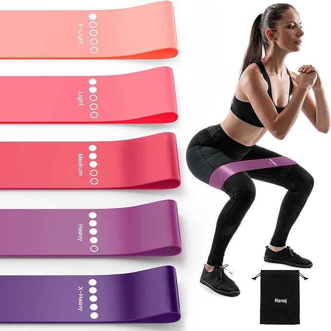 Resistance Bands for Working Out, Elastic Exercice Loop Bands for Physical Therapy, Yoga Starter Set of Stretch Bands for Booty Legs, Pilates Flexbands-FlexoryFit